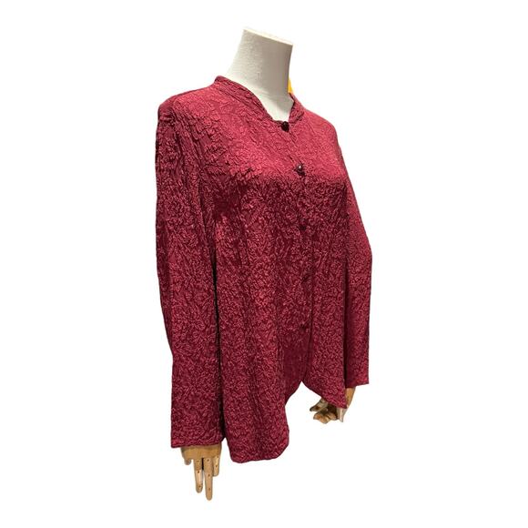 Vintage URU textured blouse with Mandarin band collar size medium - Picture 12 of 16